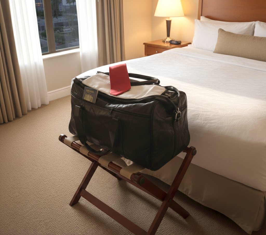 Wide-Opening Patchwork Leather Travel Bag: Spacious & Durable