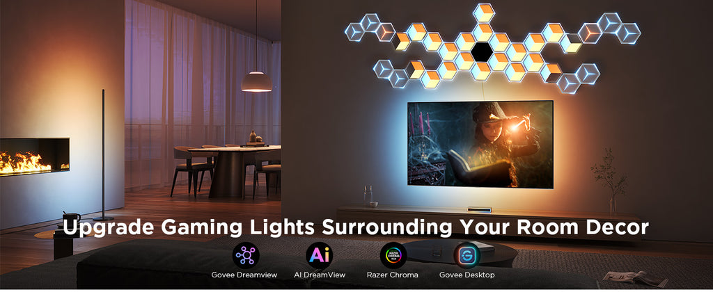 Govee Glide Hexagon LED Panels 7-Pack, 129 LEDs, Razer Chroma Sync