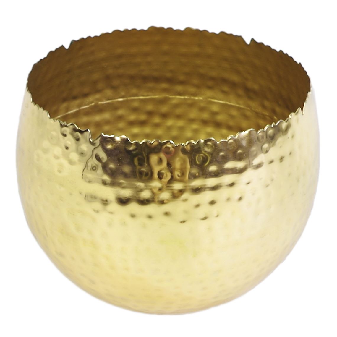 Hammered Gold Metal Bowl 22x17cm - Curvy Edge