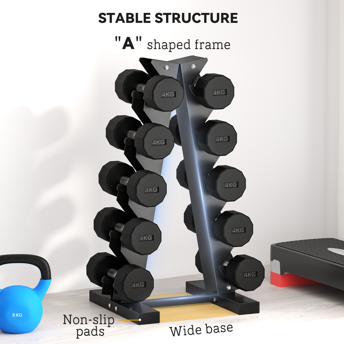 Five-Tier Weight Tree - Steel Dumbbell Rack for Home Gym Exercise