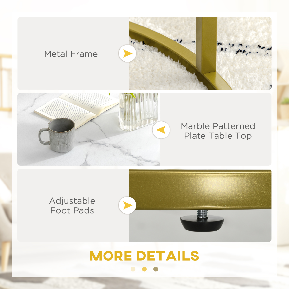 Set of 2 round nesting coffee tables with a metal frame and marble effect by HOMCOM, showcasing elegant design and functionality.