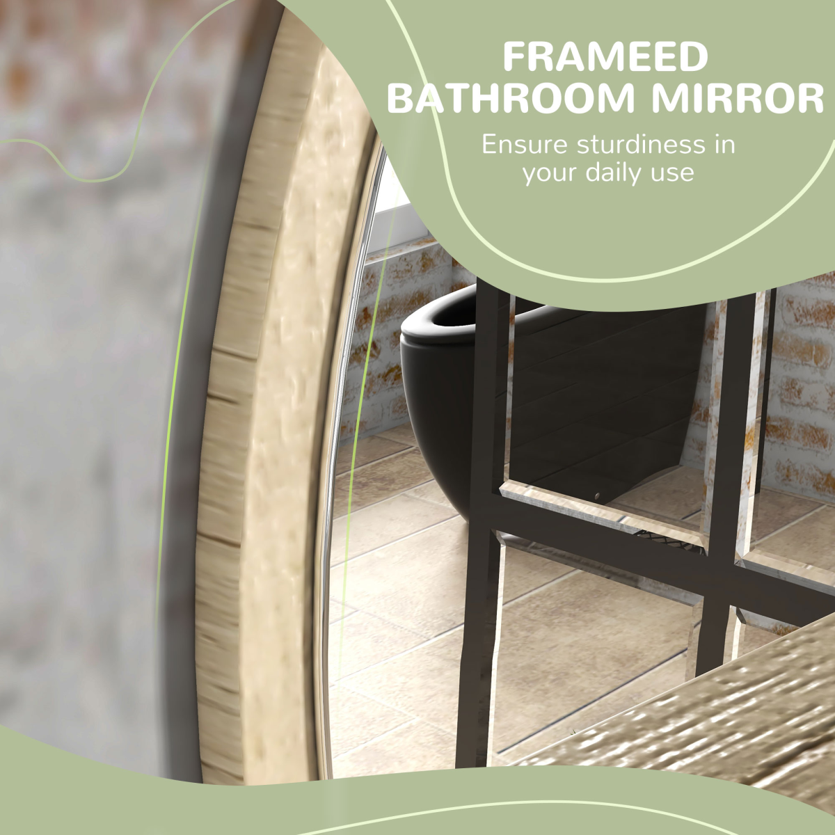 Wall Mounted Bathroom Mirror with Shelf - Round Framed Makeup Mirror