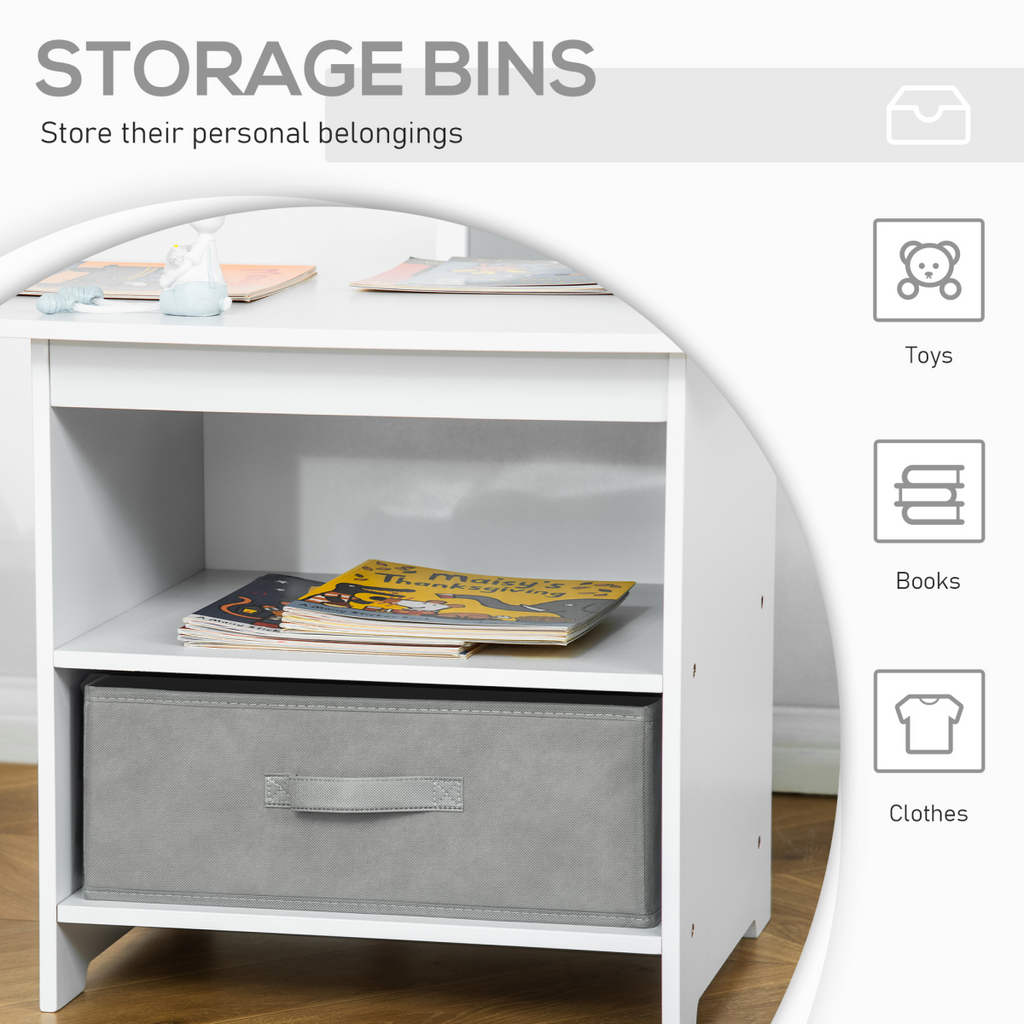 3 Pcs Kids Table & Chairs Set Toddler Furniture Storage Drawers