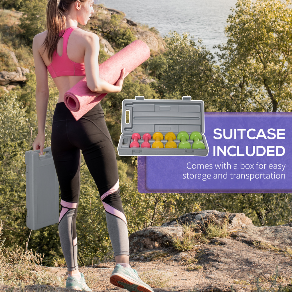 6kg HOMCOM dumbbell weights set for men and women, ideal for home gym workouts and strength training.