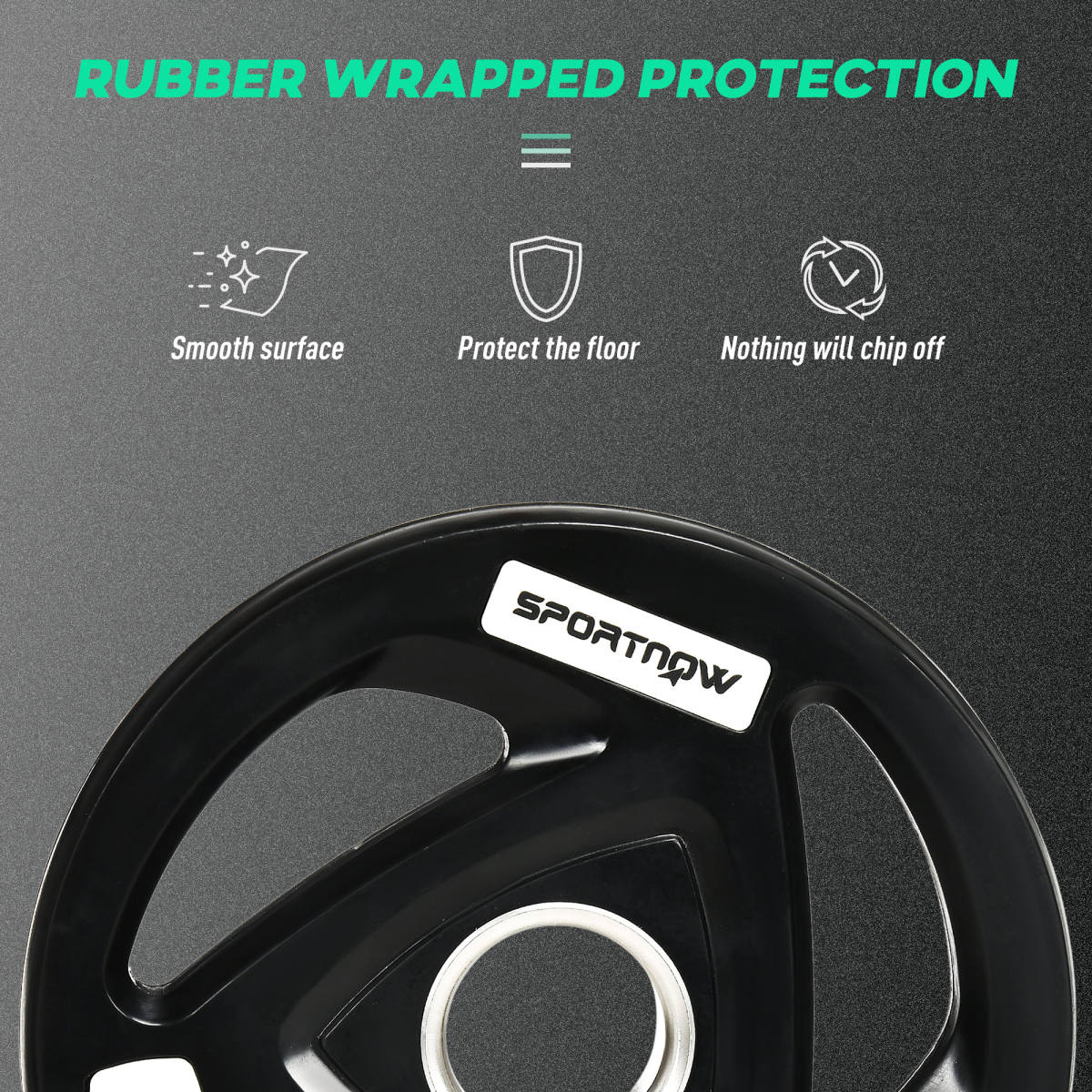Tri-grip Olympic weight plates set with two 5kg weights and 2-inch holes for barbell use by ActiveGear.
