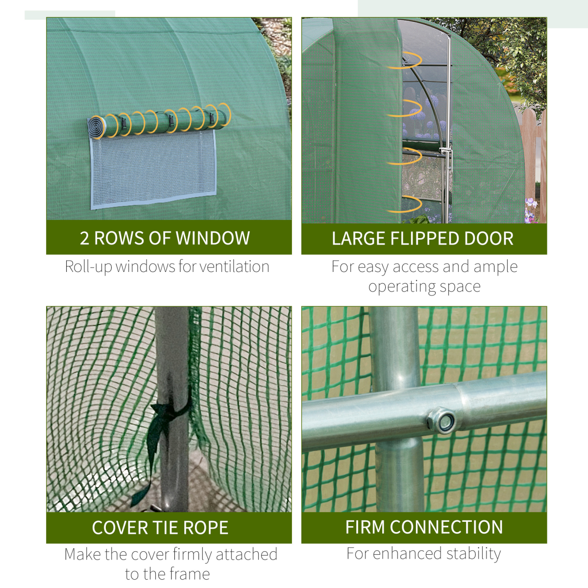 Outsunny 3x2M reinforced walk-in polytunnel greenhouse with a sturdy steel frame in a garden setting.
