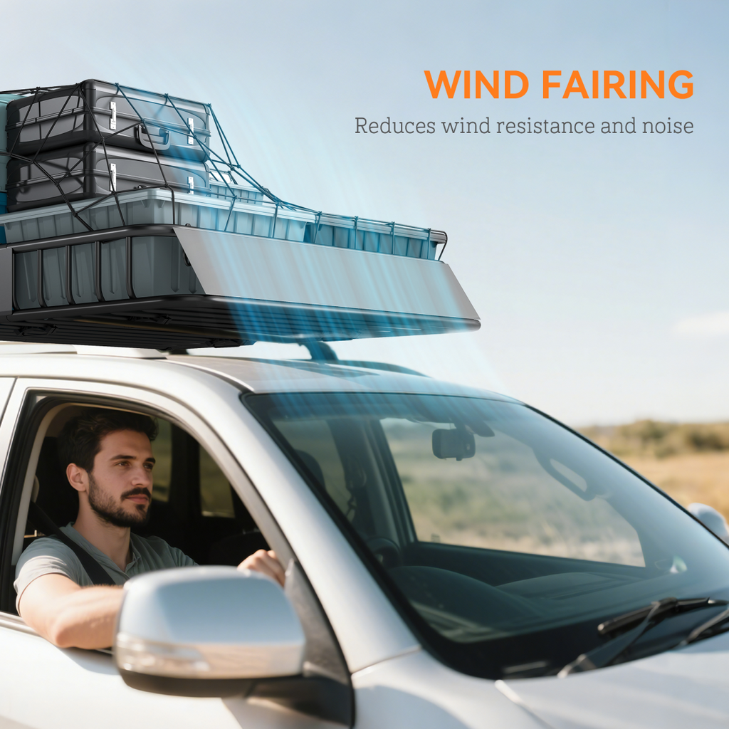 Universal Roof Rack Basket - 90.7kg Capacity - Steel Car Luggage Holder