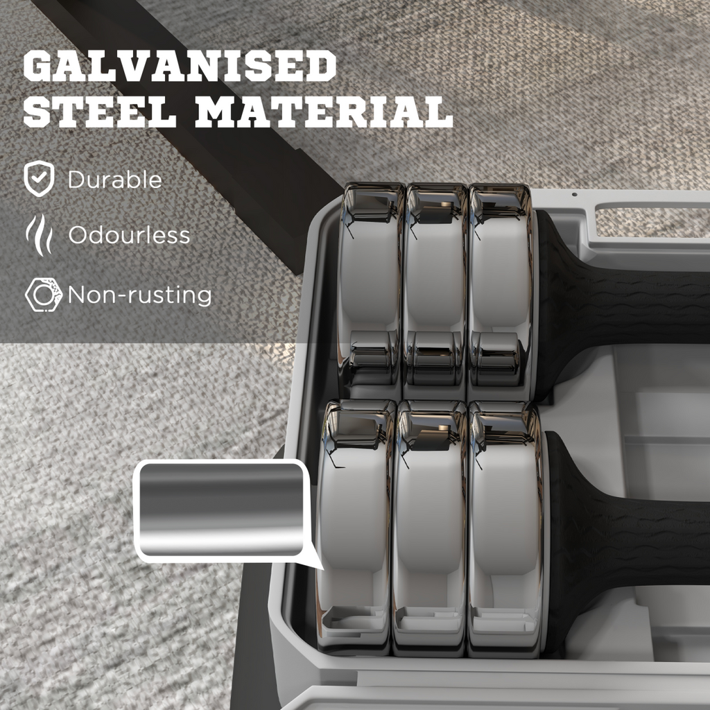 20kg adjustable dumbbells set by Outsunny with storage box, featuring two 10kg weights for versatile workouts.