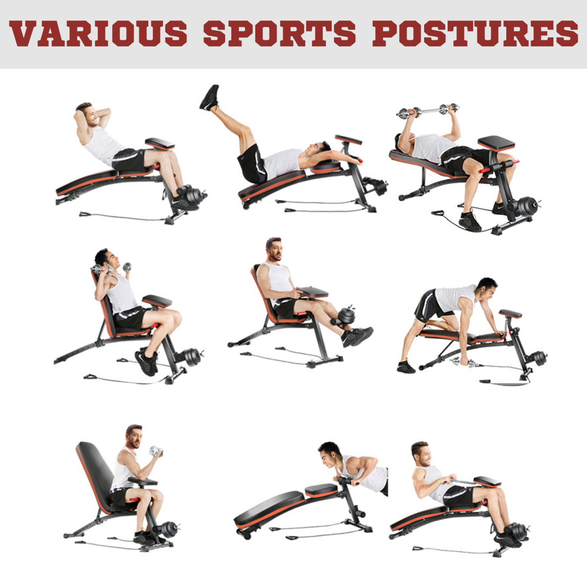 Foldable HOMCOM dumbbell bench with 7 incline adjustments for versatile weight training workouts.