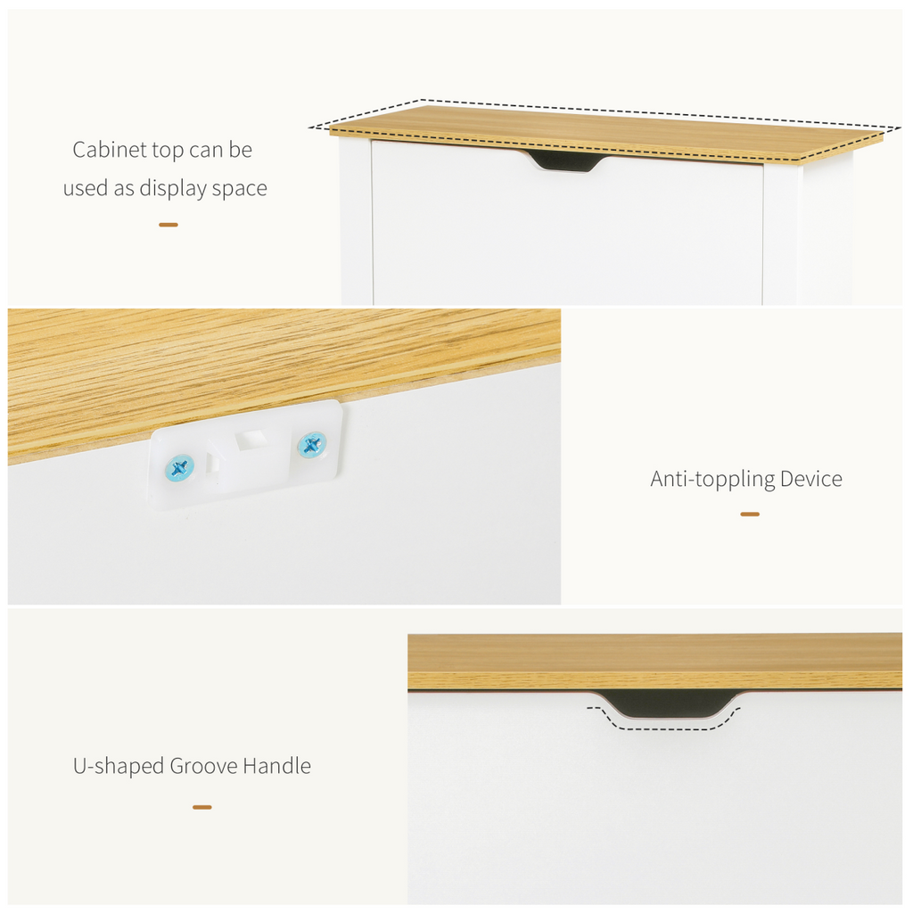 HOMCOM 12-Shoe Storage Cabinet 4 Shelves 2 Drawers Tabletop 4 Legs White