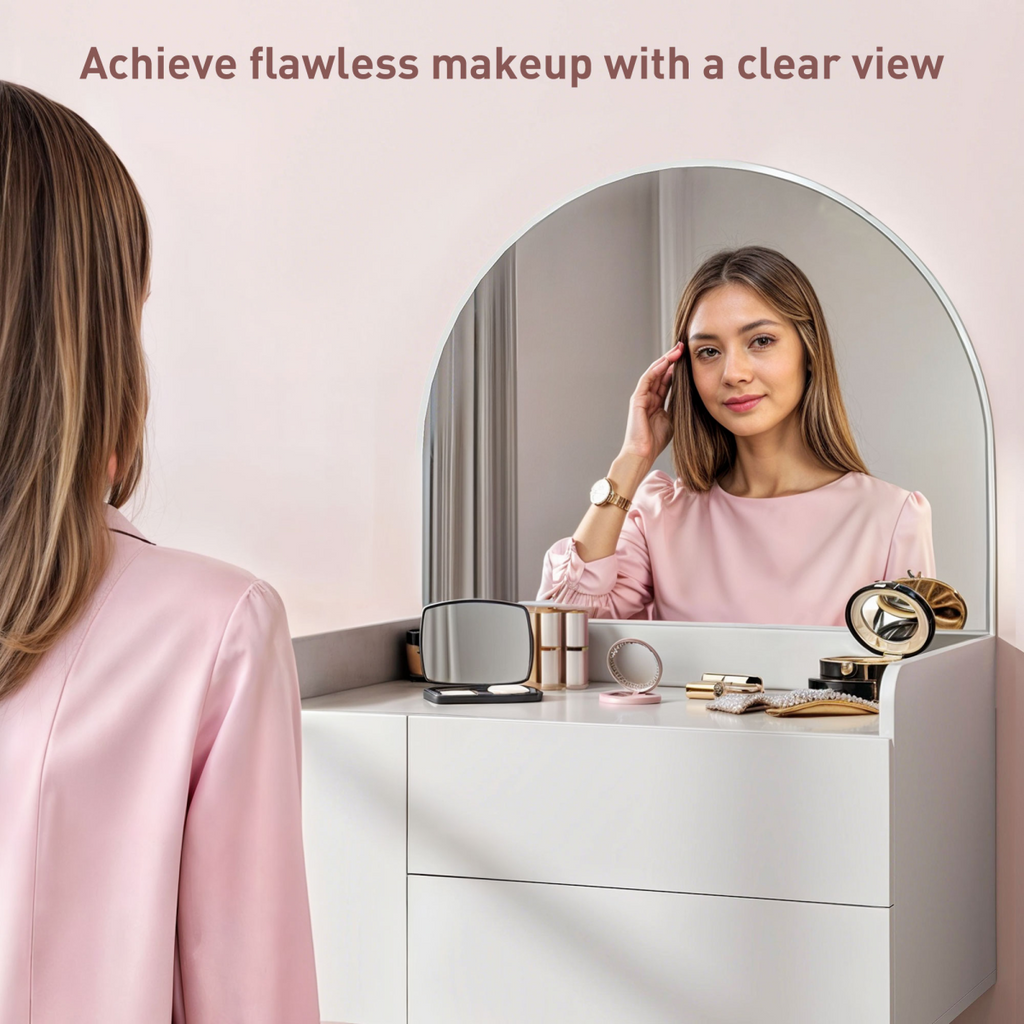 White Makeup Vanity Table with Mirror & Drawers - Modern Dressing Table