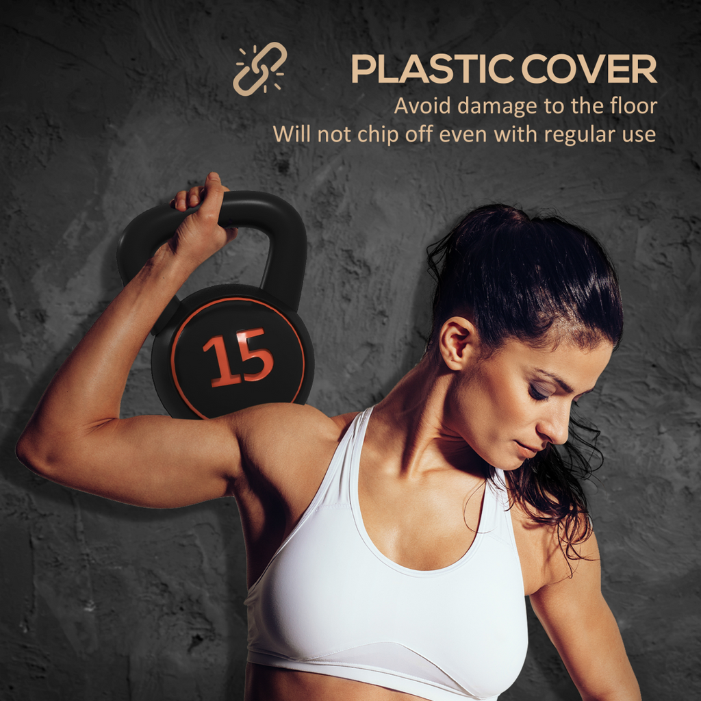 SPORTNOW Set of Three Kettlebell Weights with Storage Tray, 2.2kg, 4.5kg, 6.8kg