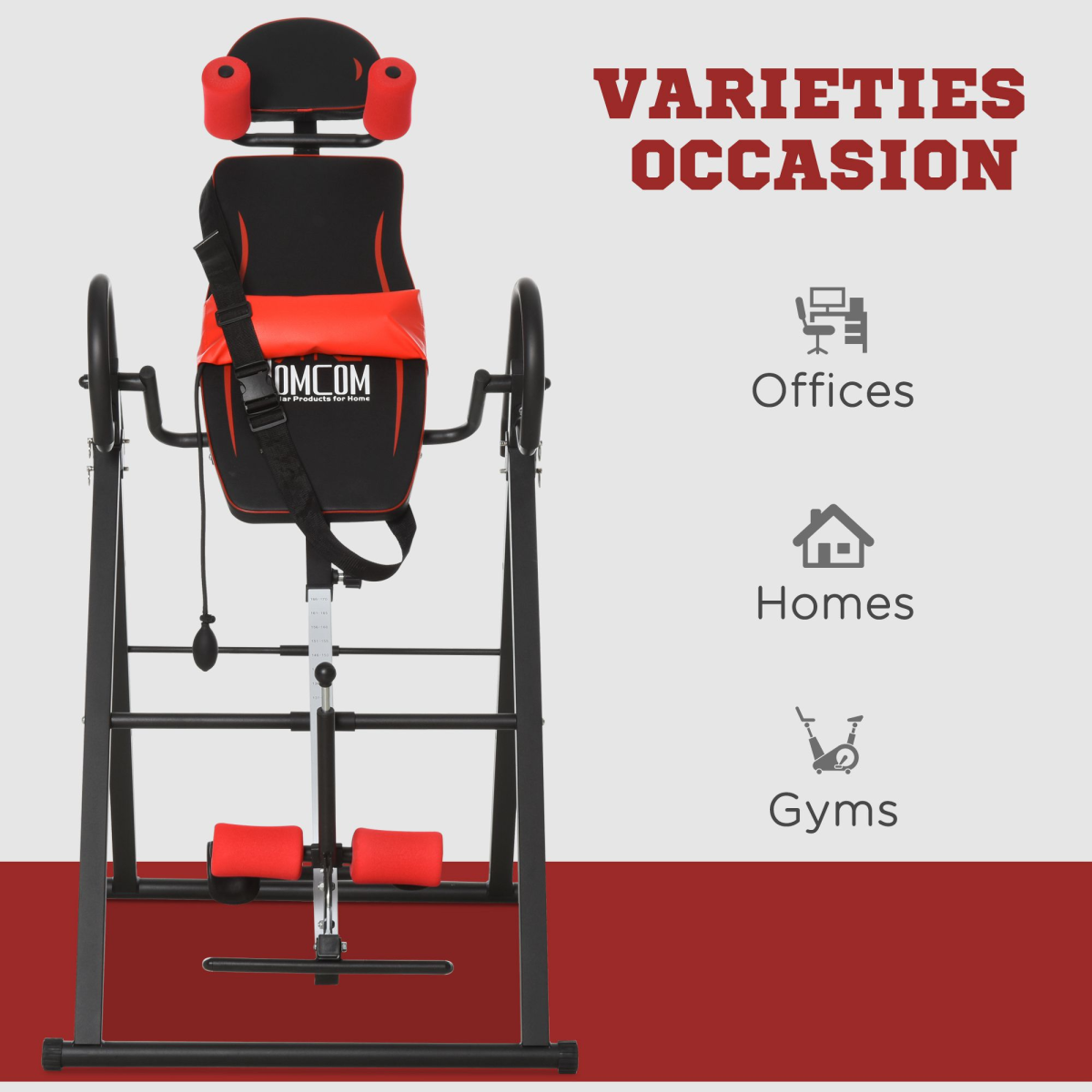 Adjustable Gravity Inversion Table with Safety Belt for muscle pain relief, featuring a sturdy frame and comfortable padding.