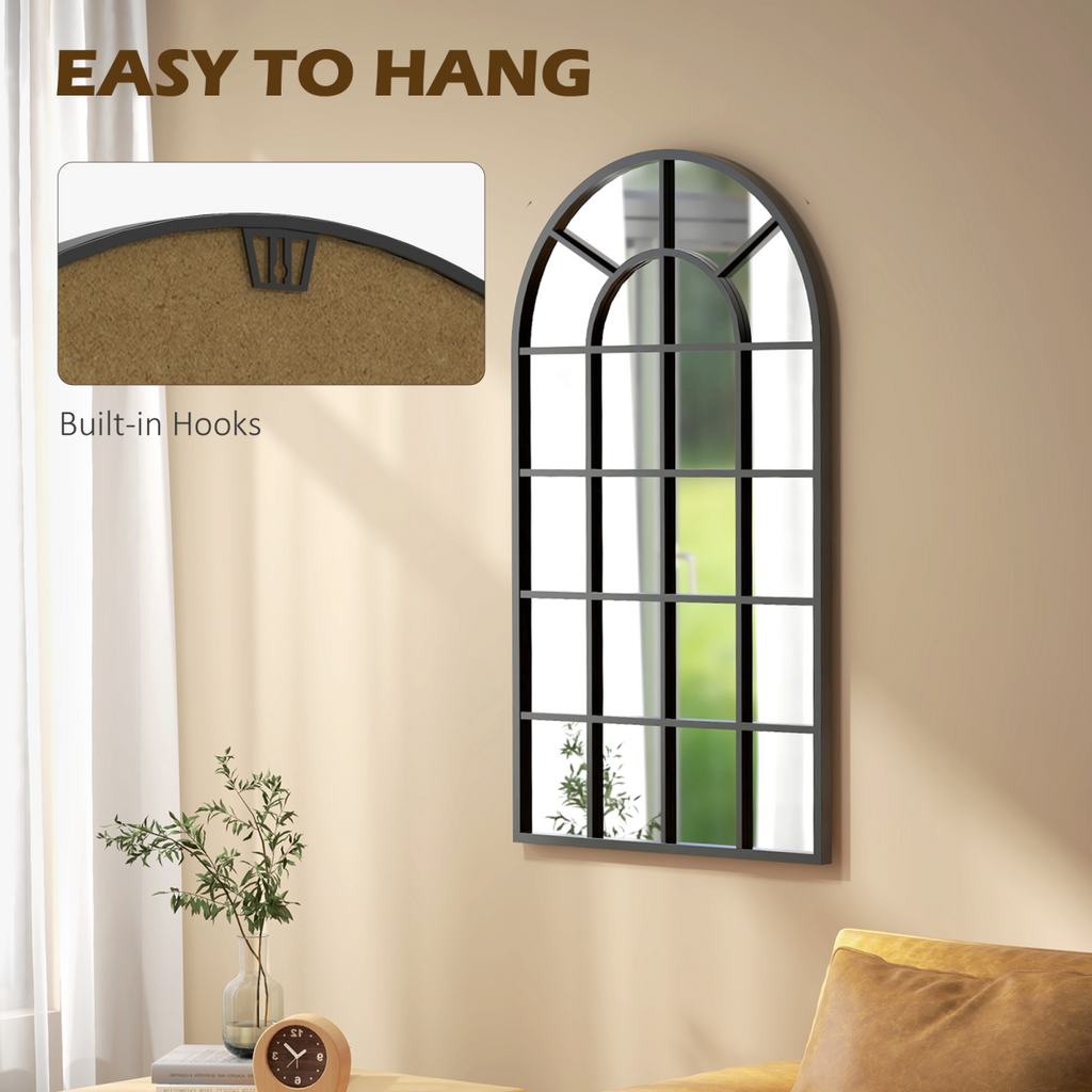 Modern Arch Window Wall Mirror Black - 110x62cm - Living Room Bedroom