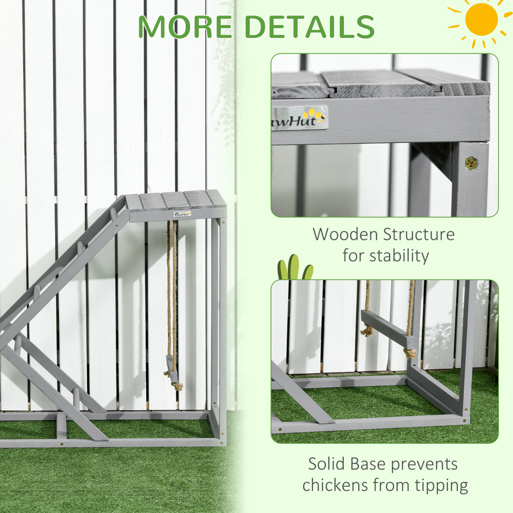 PawHut Chicken Coop Toy with Swing, Ladder, Platform for 2 Chickens, Hens, Grey