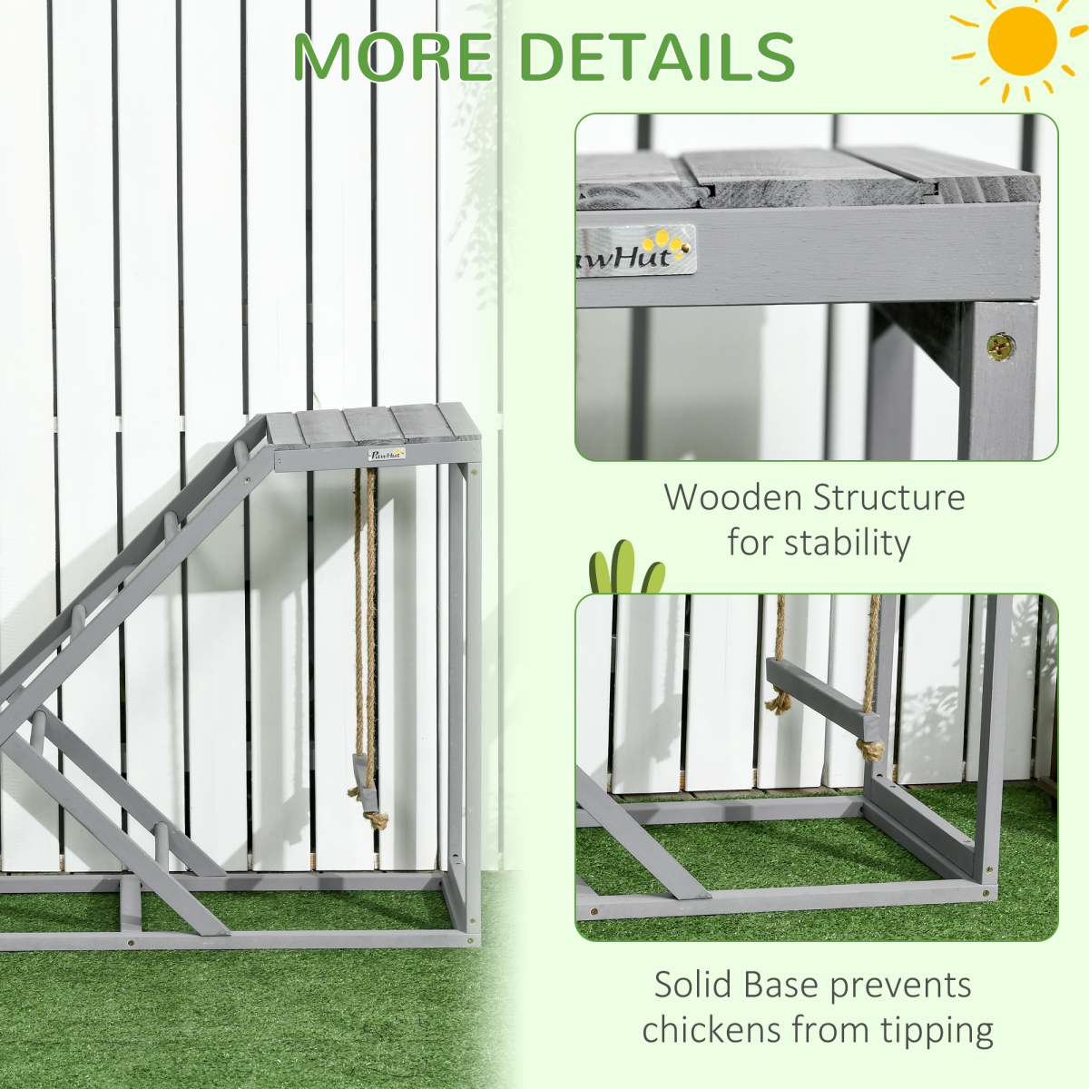 PawHut Chicken Coop Toy with Swing, Ladder, Platform for 2 Chickens, Hens, Grey