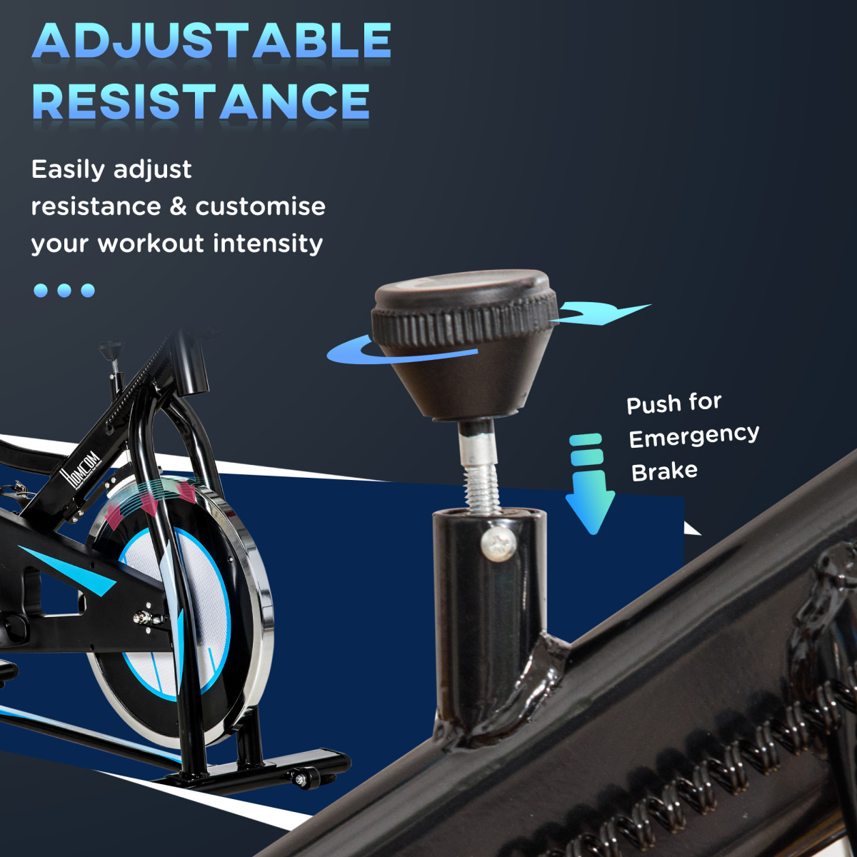 HOMCOM stationary exercise bike with 8kg flywheel for indoor cycling and cardio workouts, featuring adjustable seat and handlebars.