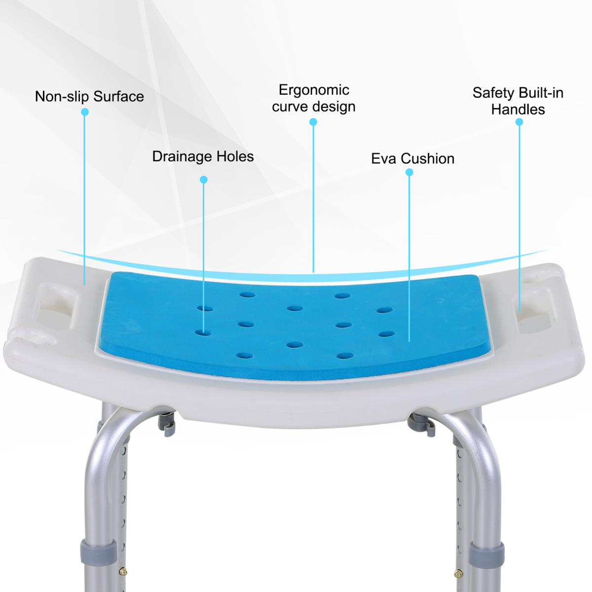 Adjustable aluminum bath stool by HOMCOM, featuring a non-slip surface and 136kg capacity, ideal for shower use.