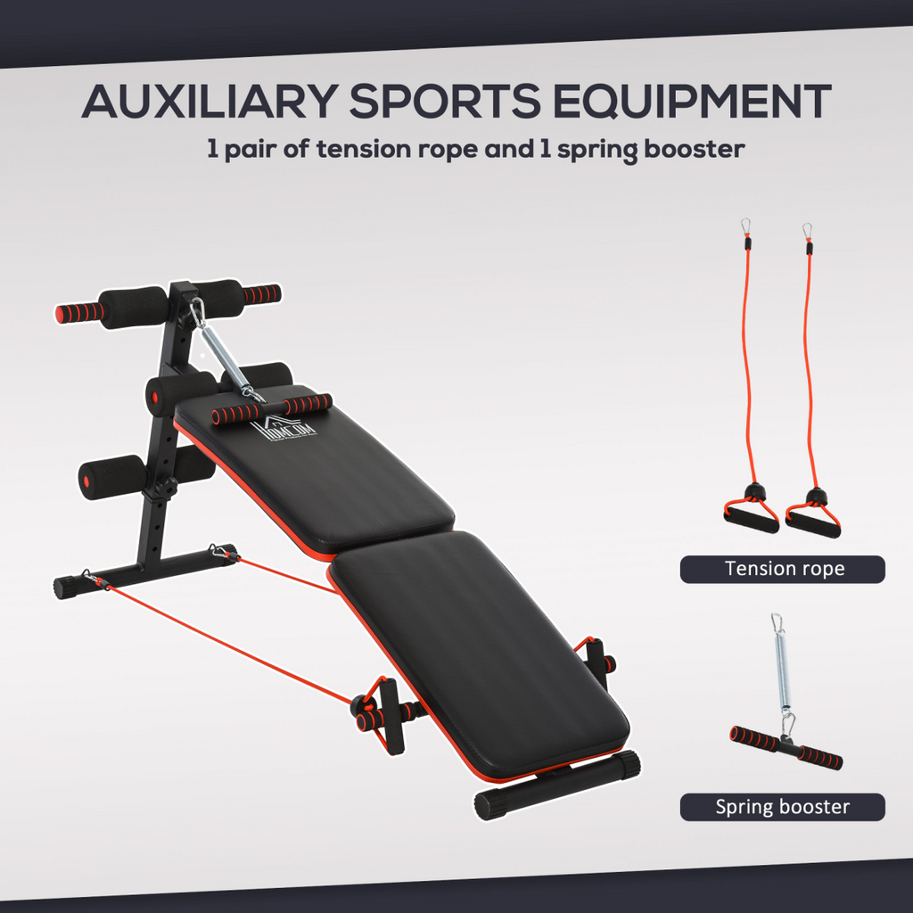 Foldable black sit-up bench for core workouts, designed for home gym use by ActiveGear.