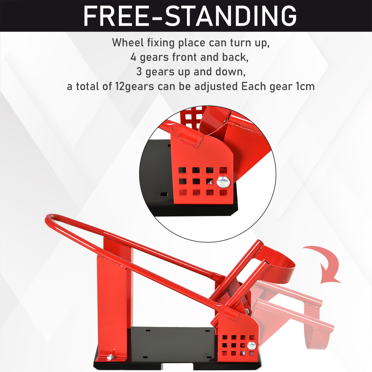 Adjustable Motorcycle Wheel Chock - 8-15.5cm Tire Width - 450kg Capacity - Floor/Trailer Mount