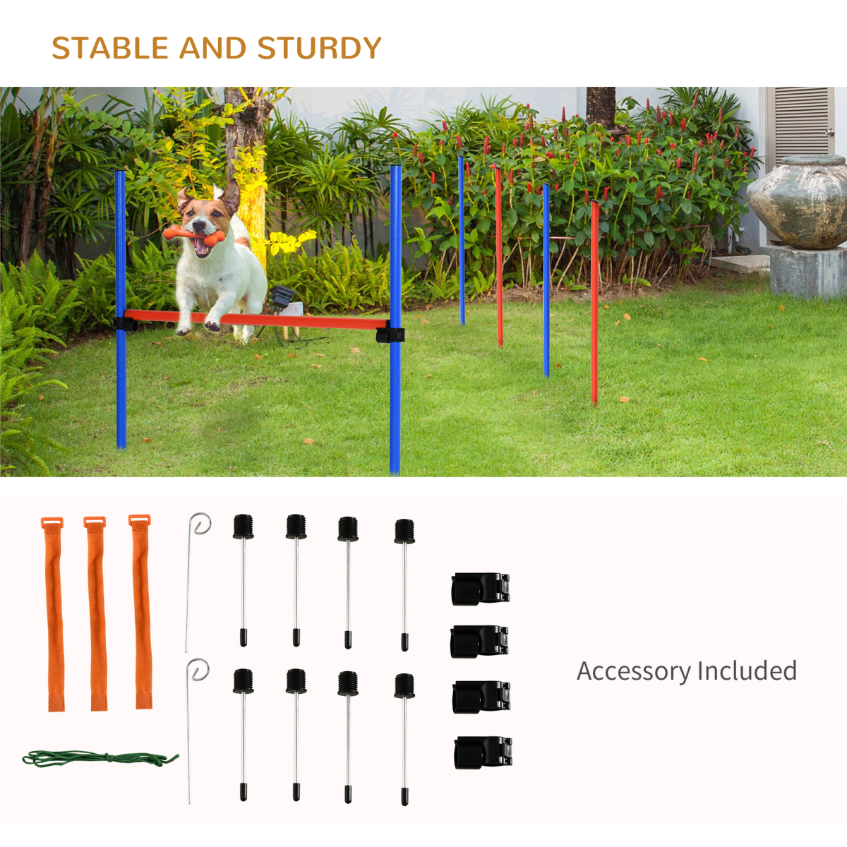 Pawhut dog agility training kit featuring jump hoop, poles, and tunnel for obedience training and play.