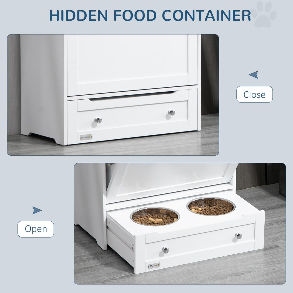PawHut Pet Feeder Station Dog and Cat Food Storage Feeding Station Food Cabinet