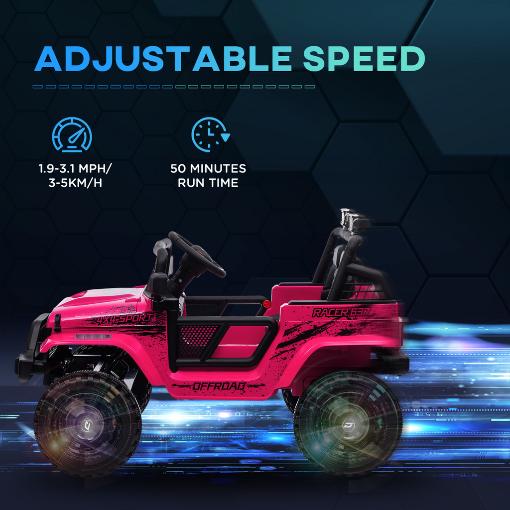 Pink AIYAPLAY kids ride-on car with suspension, featuring a sleek design and fun elements for outdoor play.