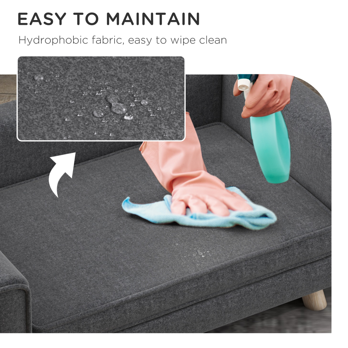 PawHut Elevated Dog Sofa Bed with Cushion for Medium and Small Dogs, Grey