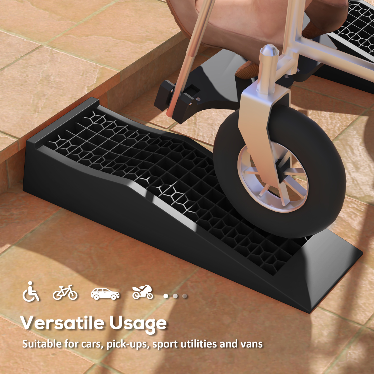 Heavy-Duty Plastic Curb Ramps - Set of 2 - Anti-Slip Surface - 3000kg Capacity