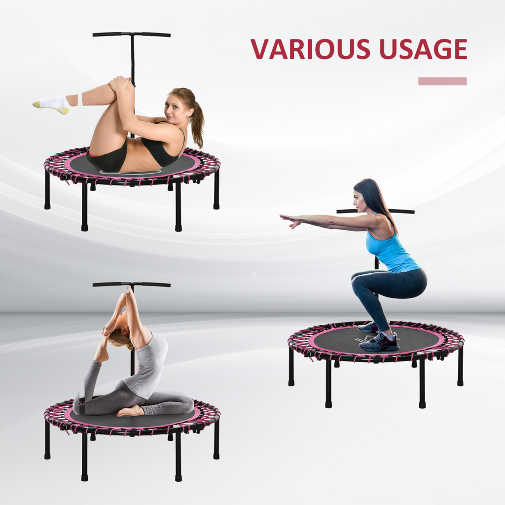 40-inch pink mini trampoline with adjustable handle for indoor and outdoor fitness by ActiveGear.