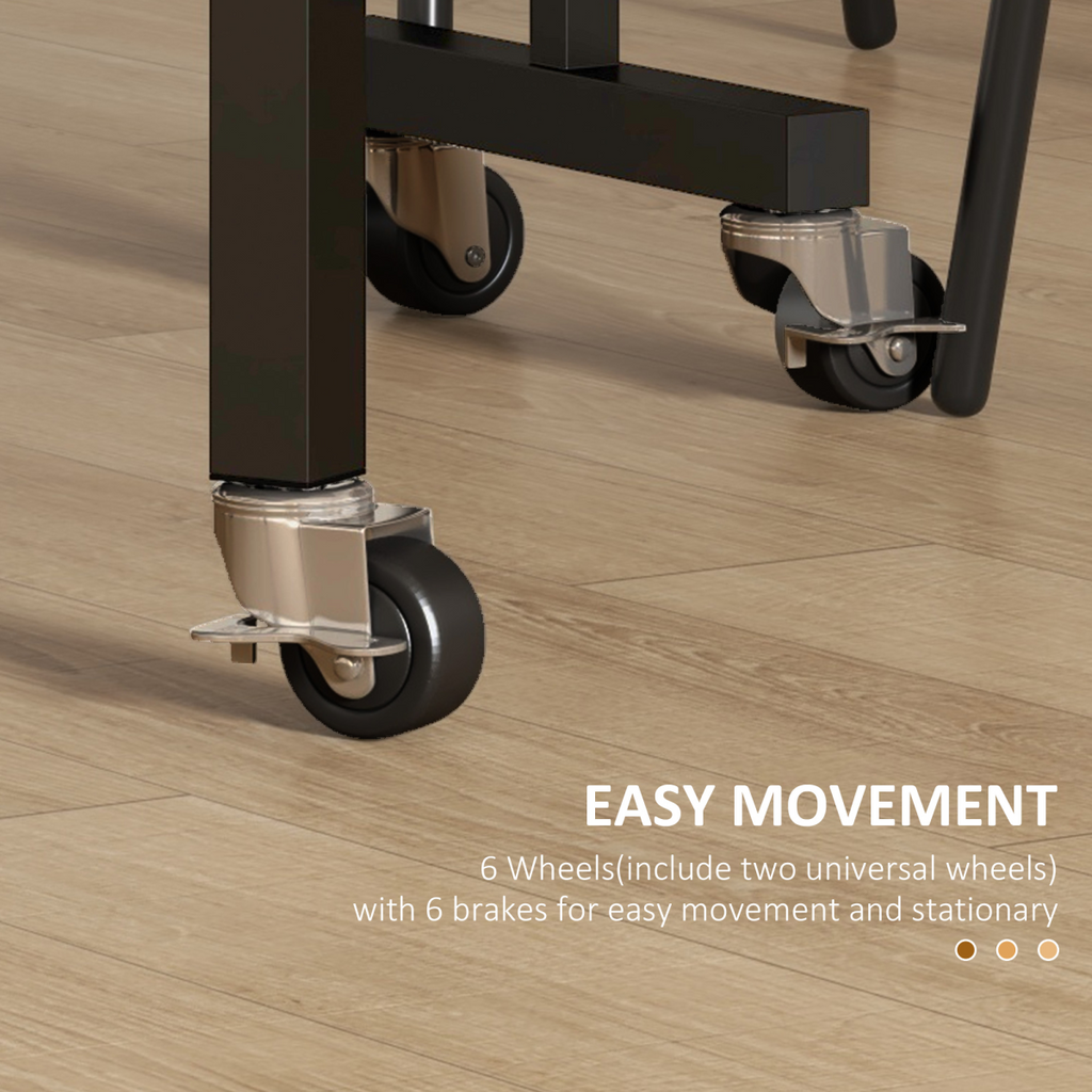 Grey drop leaf table with wheels, folding design for small spaces by HOMCOM, showcasing a compact dining solution.