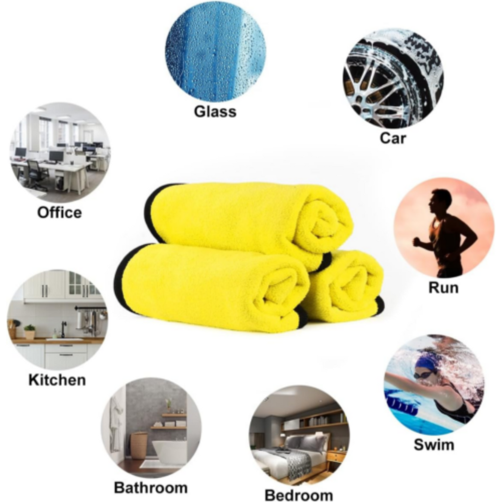 12PCS AutoPro microfibre car cleaning towels in various colors, showcasing their super absorbent and polishing capabilities.