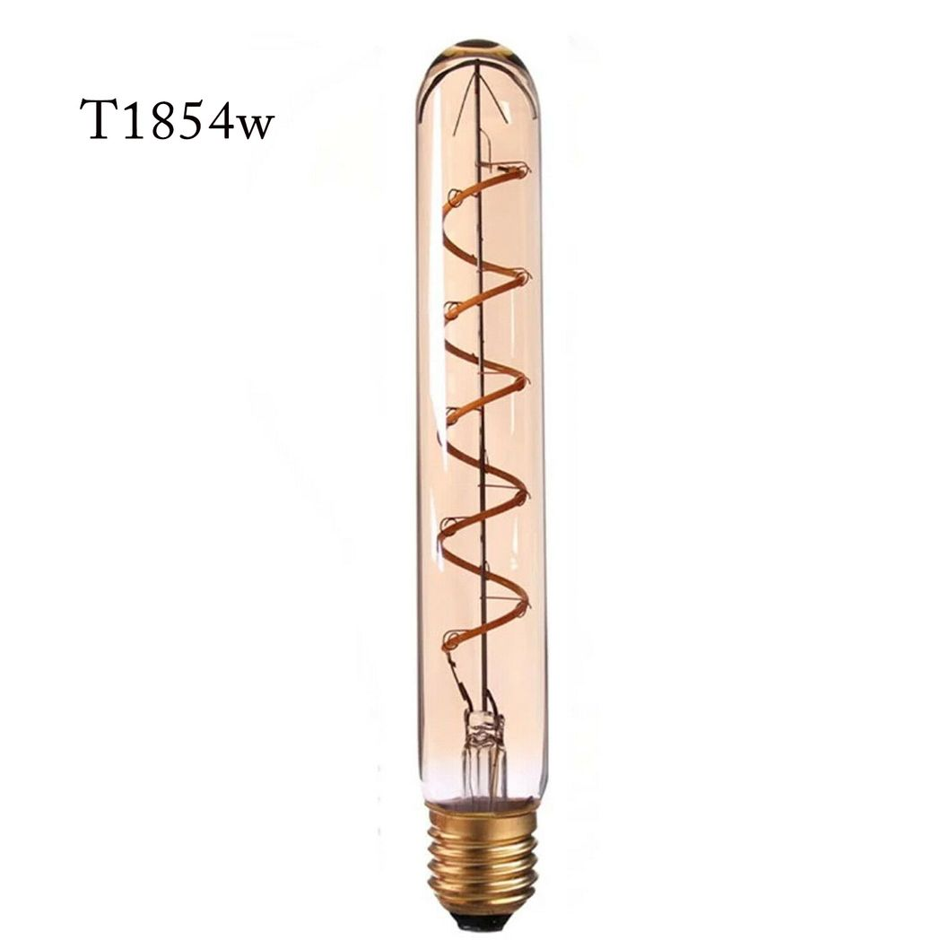 LEDSON E27 4W LED filament bulb with retro curly design emitting warm white light.