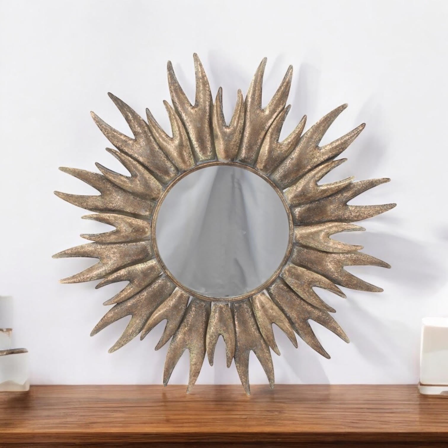Round Metal Mirror 86cm - Hand Finished Elegant Design