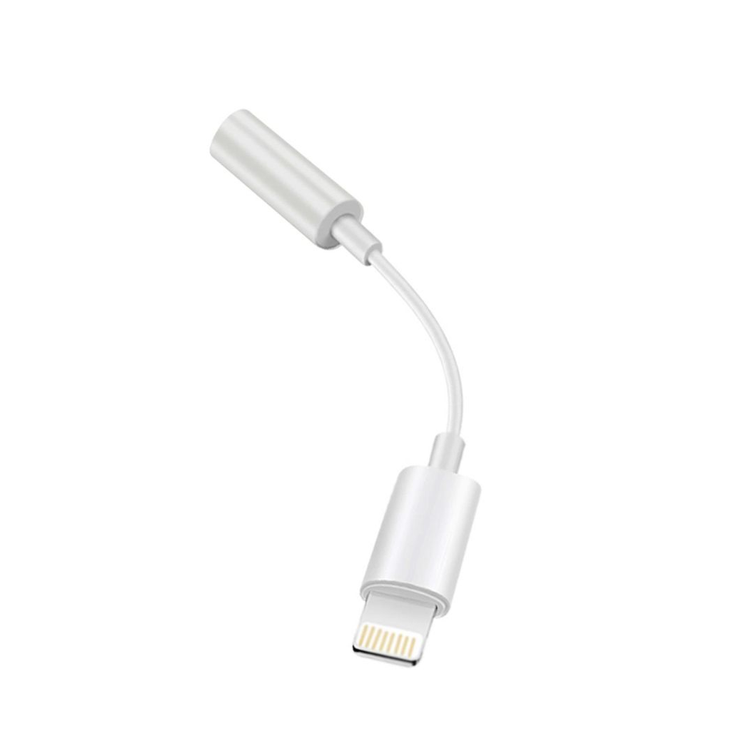 FX TechHub Lightning to 3.5mm earphone converter adapter in white, showcasing a sleek design for premium sound quality.