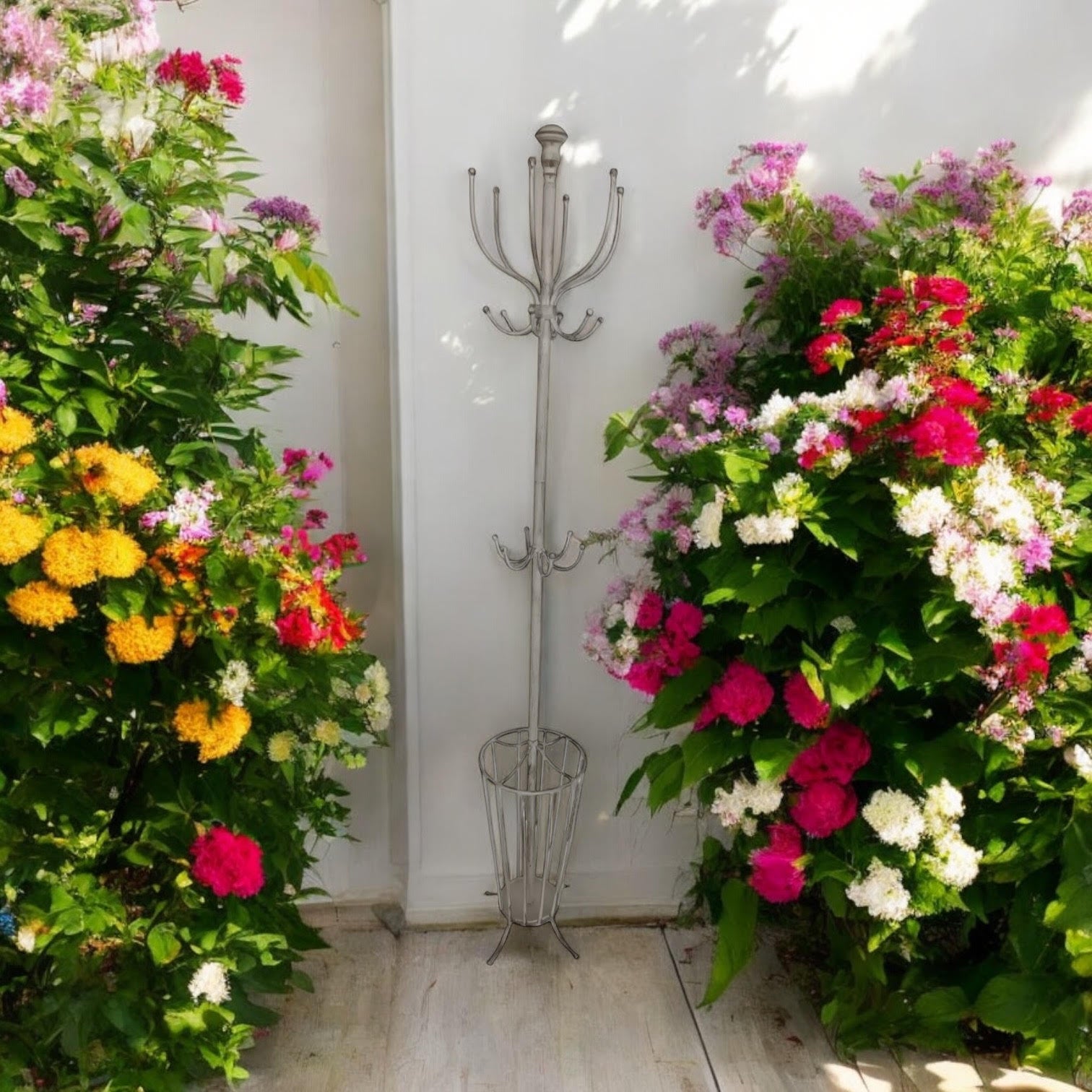 175CM CREAM METAL COAT STAND/ UMBRELLA HOL