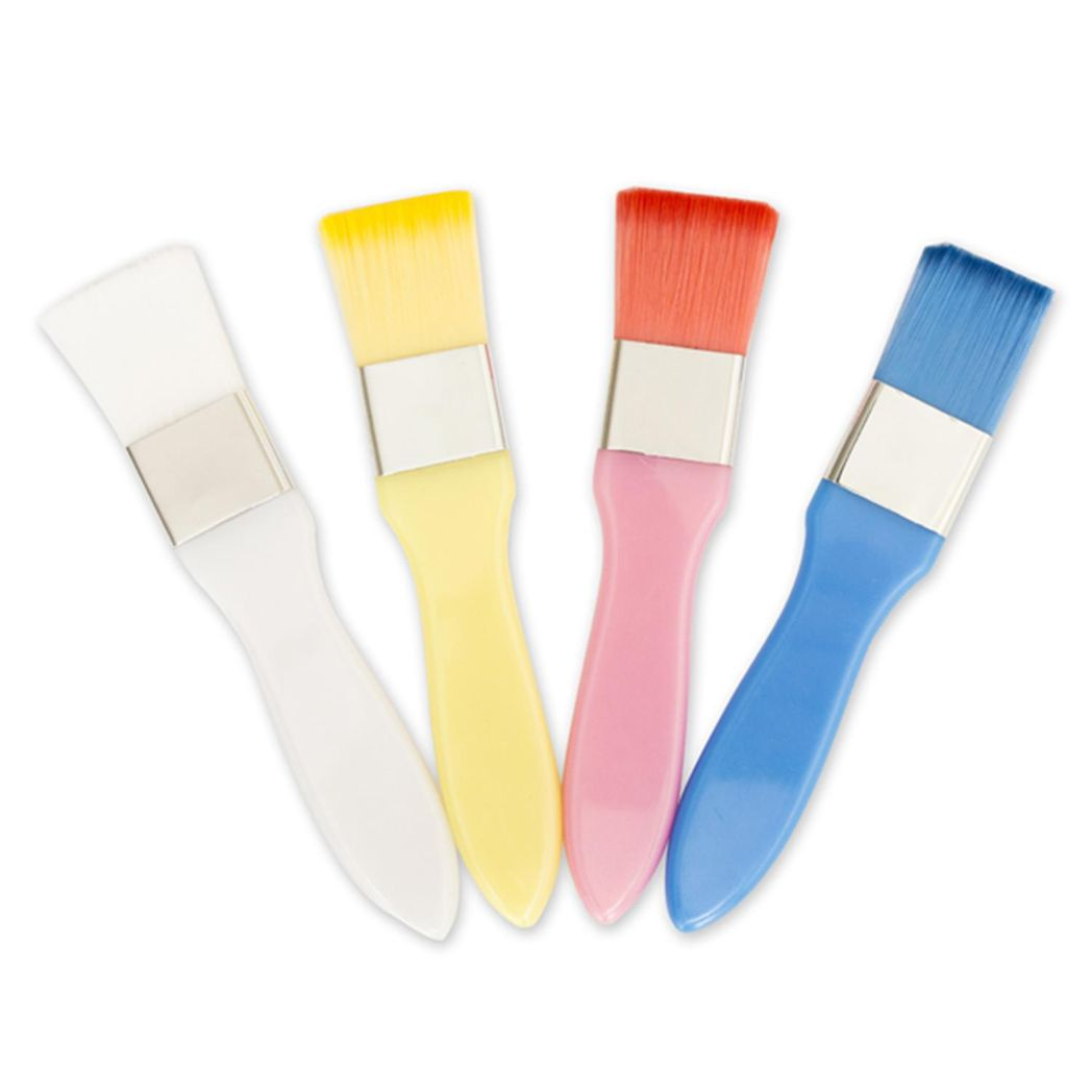 Yellow Envie GlowCare foundation brush MX04 with colorful bristles and sleek handle, ideal for makeup application.
