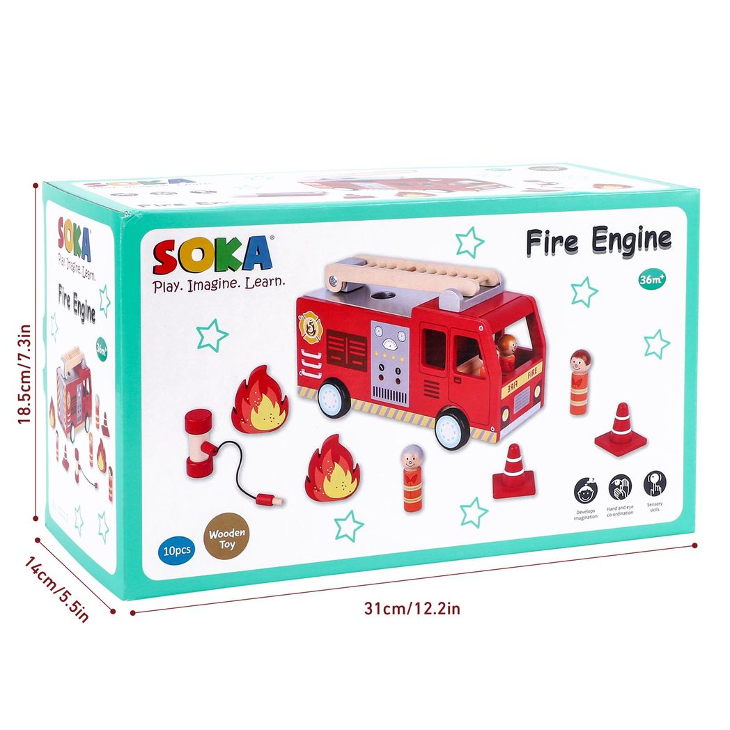 SOKA Fire Engine 1010115 toy from FunZone with vibrant red color and detailed design for imaginative play.
