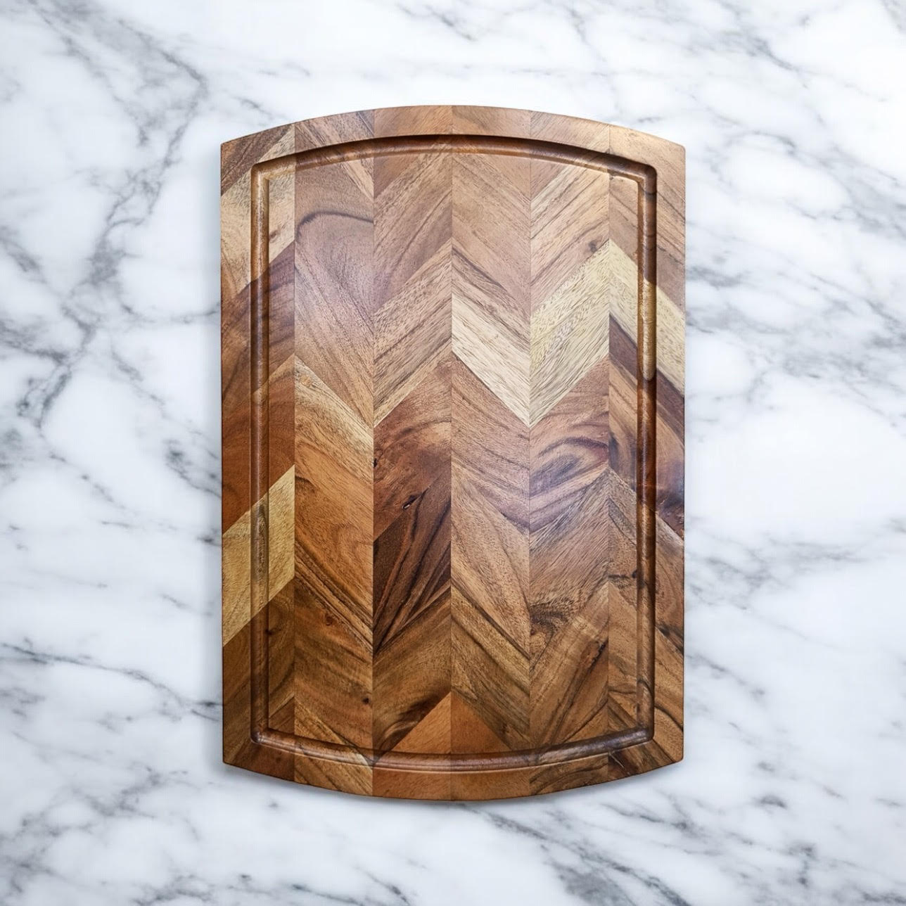 46CM WOODEN CHEVRON CHOPPING BOARD
