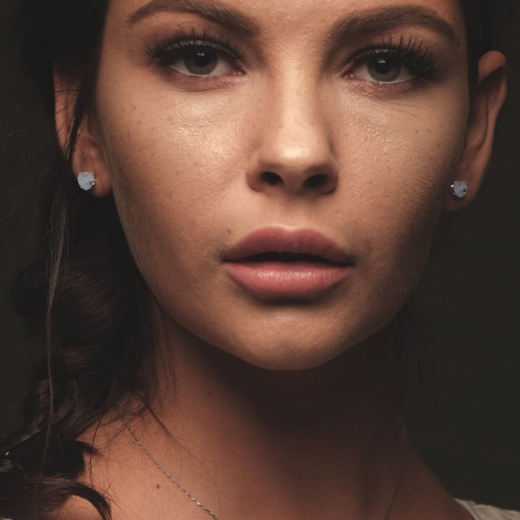 Cubic Zirconia Heart Stud Earrings - Hypoallergenic Stainless Steel - 5×5mm