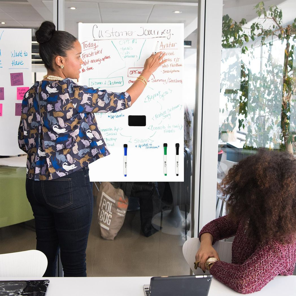 Vinsani Magnetic Whiteboard 60x90cm with multifunctional planner, pens, and eraser displayed on a clean surface.