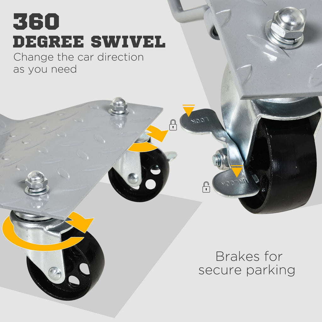 DURHAND 2PCS 680kg Car Wheel Dollies with Swivel Casters, Wheel Dolly, Grey