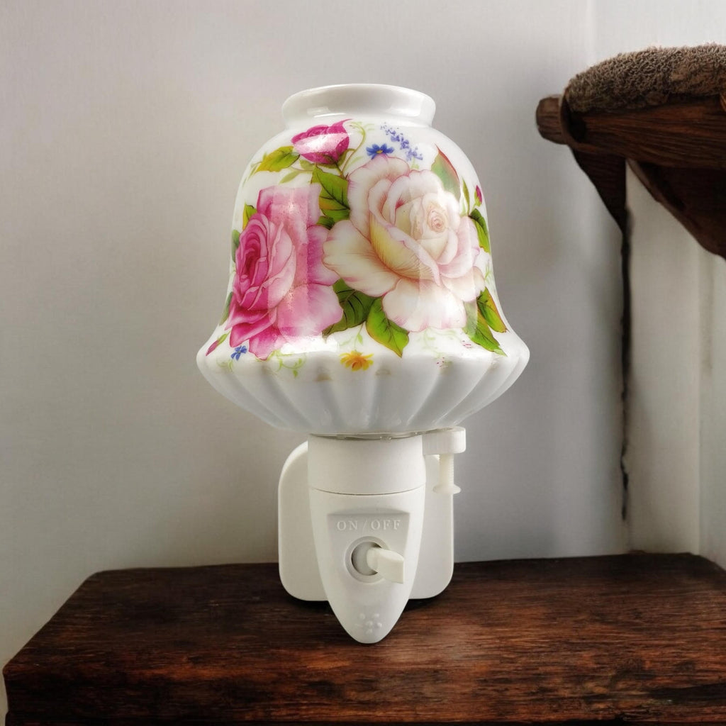 8 INCH FLORAL LED NIGHTLIGHT PINK AND WHITE FLOWERS