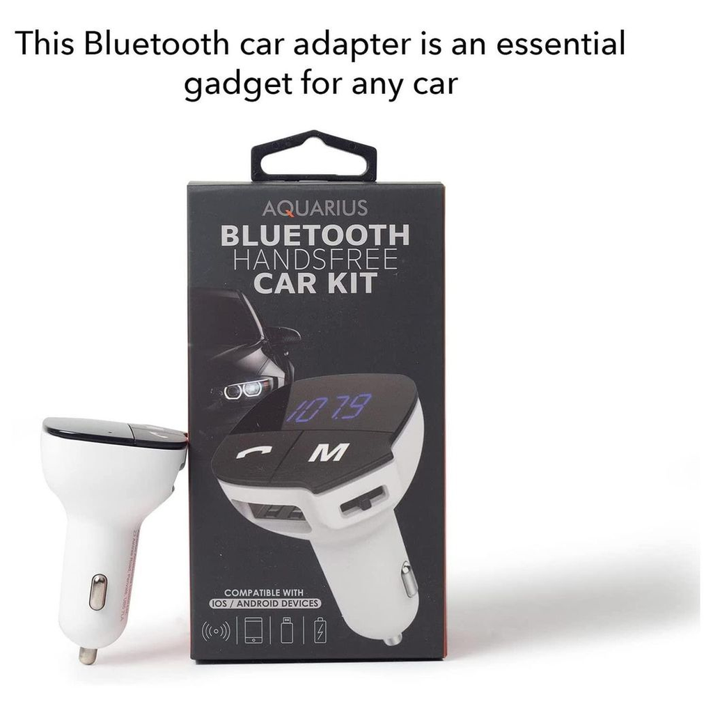 Bluetooth FM Transmitter - Hands-Free Car Kit - White