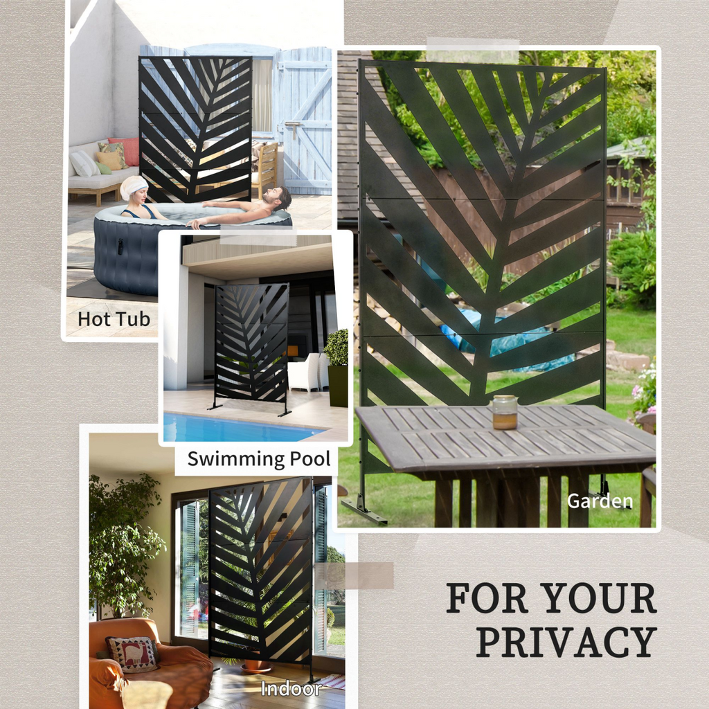 Outdoor Privacy Screen - 3 Panel Banana Leaf Design - 198cm Height