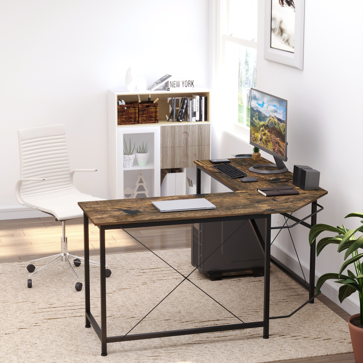 Corner L-Shape Computer Desk Gaming PC Workstation for Home Office
