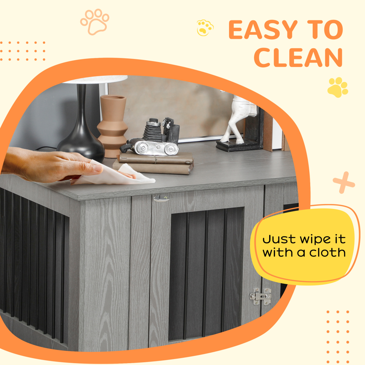 Grey PawHut extra large dog crate end table, featuring a dual-purpose design for pet comfort and home decor.