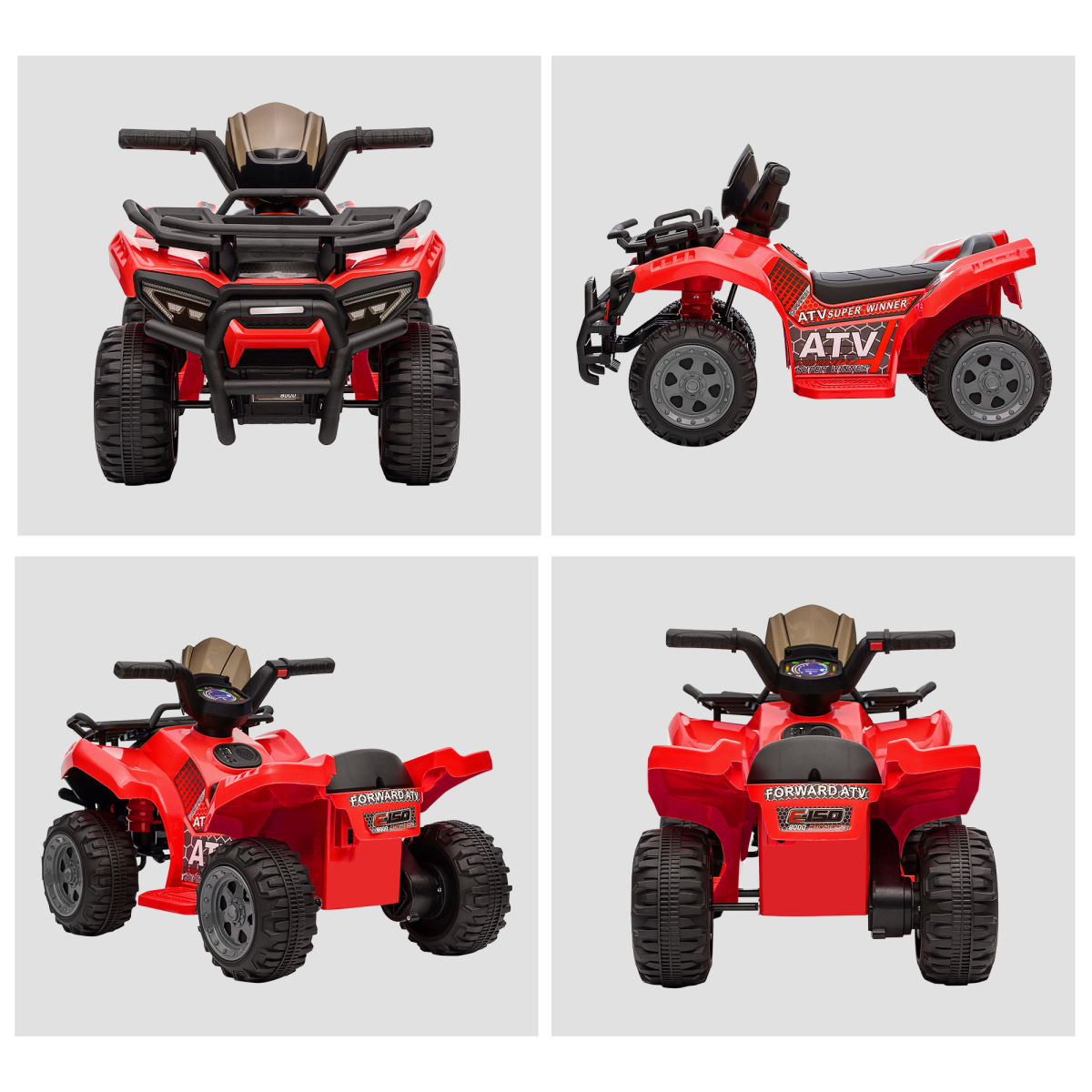 Red HOMCOM 6V Kids Electric Ride-On Car ATV for toddlers, featuring a quad bike design suitable for ages 18-36 months.