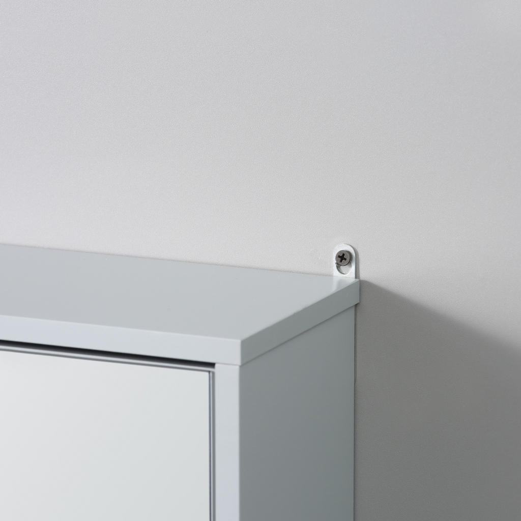 Grey wall mirror cabinet with storage shelf, ideal for bathroom organization by Homcom.