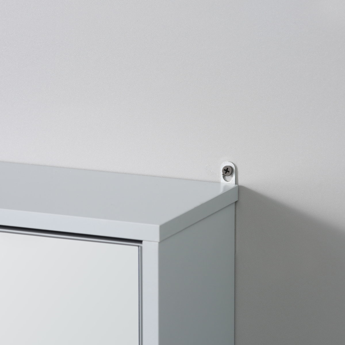 Grey wall mirror cabinet with storage shelf, ideal for bathroom organization by Homcom.
